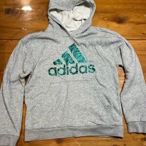 adidas Gray Hoodie with Green Logo